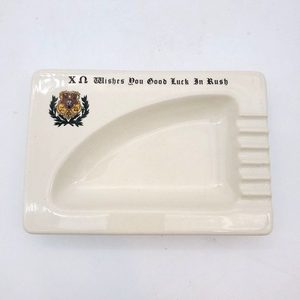 Vintage Rush University Ashtray Cigarette Holder‎ Dish Attleboro Ceramic Old